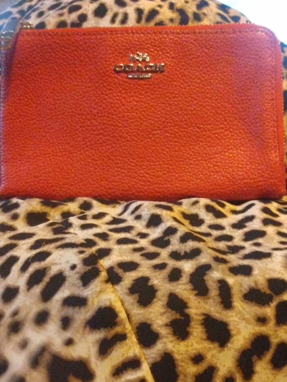 Coach Red Pebbled Leather Zip Wristlet